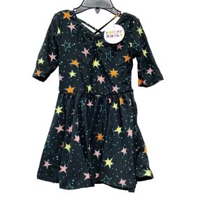 Dot Dot Smile Girls Black Star Print Ballerina Short Sleeve Dress Size 2T